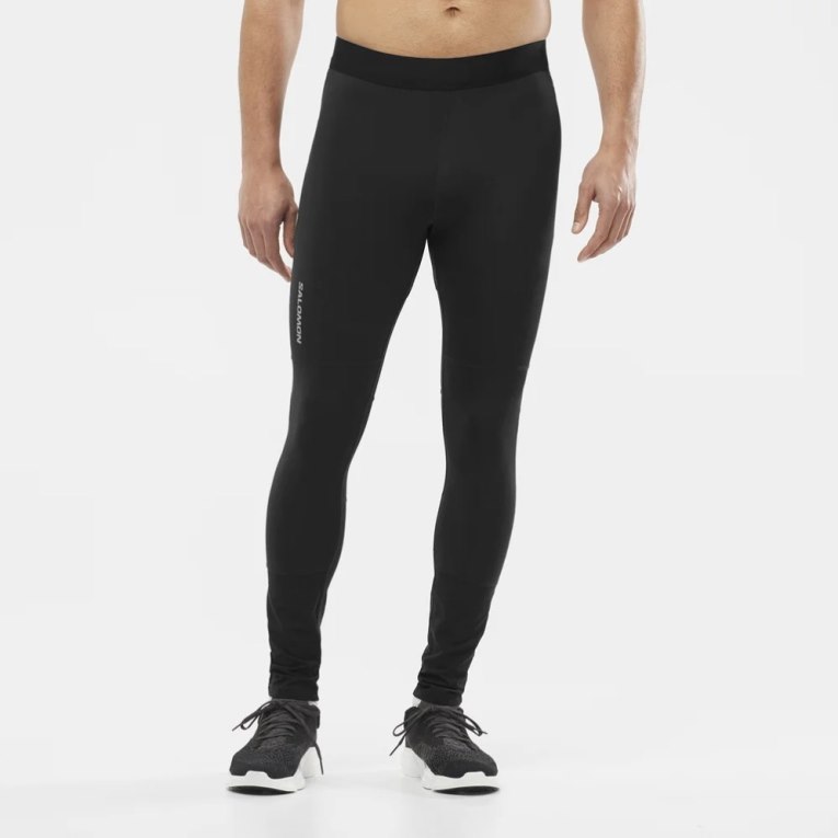 Black Salomon Cross Men\'s Running Tights | PH 31674L